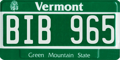 VT license plate BIB965