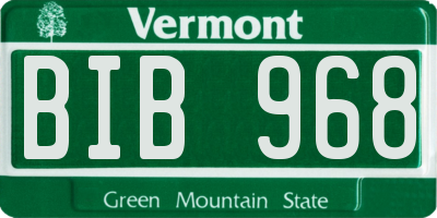 VT license plate BIB968