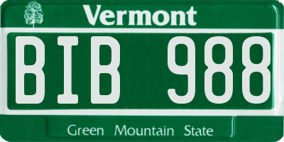 VT license plate BIB988