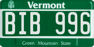 VT license plate BIB996