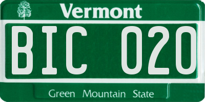 VT license plate BIC020