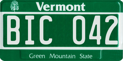 VT license plate BIC042