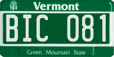 VT license plate BIC081