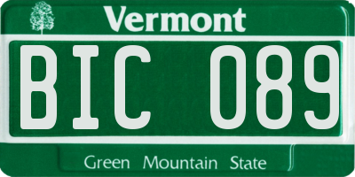 VT license plate BIC089