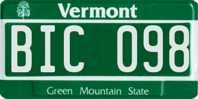 VT license plate BIC098