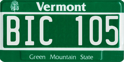 VT license plate BIC105