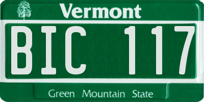 VT license plate BIC117
