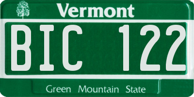 VT license plate BIC122