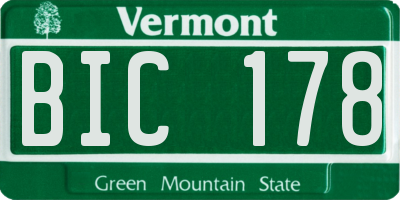 VT license plate BIC178
