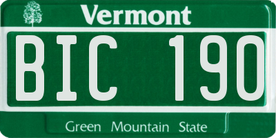VT license plate BIC190