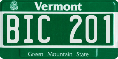 VT license plate BIC201