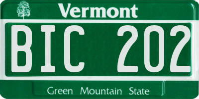 VT license plate BIC202