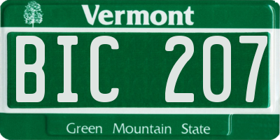 VT license plate BIC207