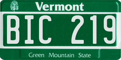 VT license plate BIC219