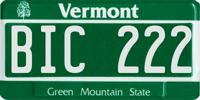 VT license plate BIC222