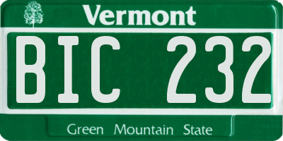 VT license plate BIC232
