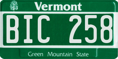 VT license plate BIC258