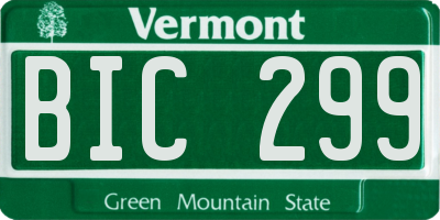 VT license plate BIC299