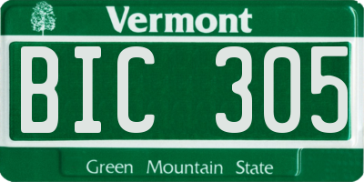 VT license plate BIC305