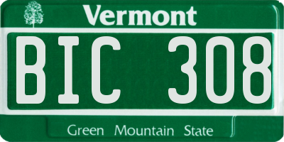 VT license plate BIC308