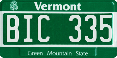 VT license plate BIC335