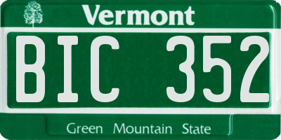 VT license plate BIC352
