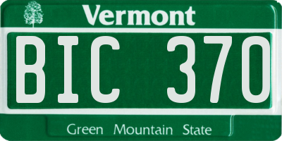 VT license plate BIC370