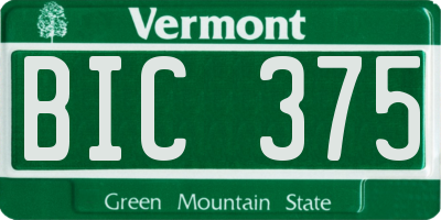 VT license plate BIC375