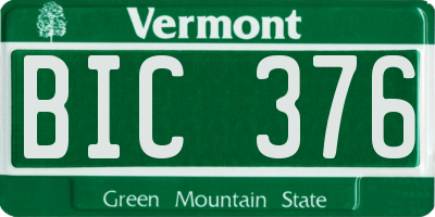 VT license plate BIC376