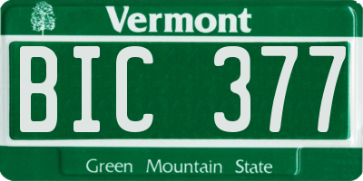 VT license plate BIC377