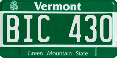 VT license plate BIC430