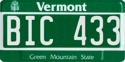 VT license plate BIC433
