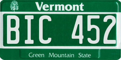 VT license plate BIC452