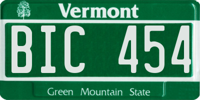 VT license plate BIC454