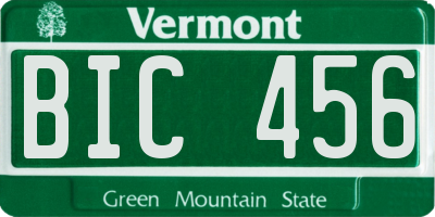 VT license plate BIC456