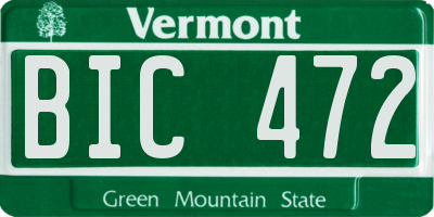 VT license plate BIC472