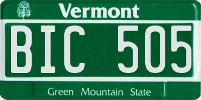 VT license plate BIC505