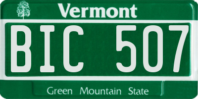 VT license plate BIC507