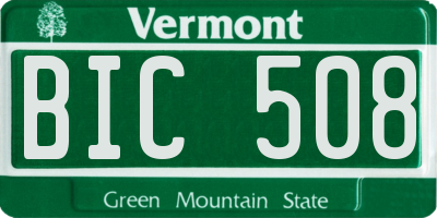VT license plate BIC508
