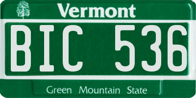 VT license plate BIC536