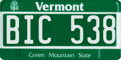 VT license plate BIC538