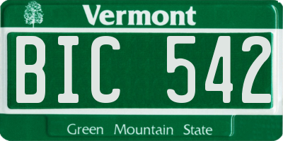 VT license plate BIC542