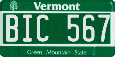 VT license plate BIC567