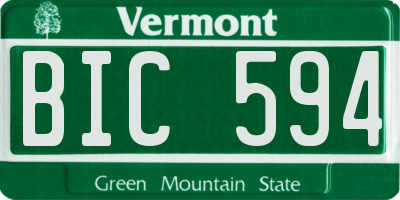 VT license plate BIC594