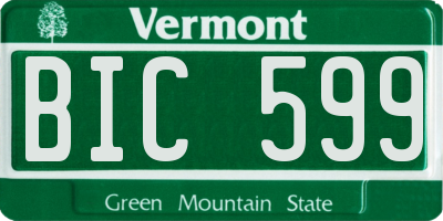 VT license plate BIC599