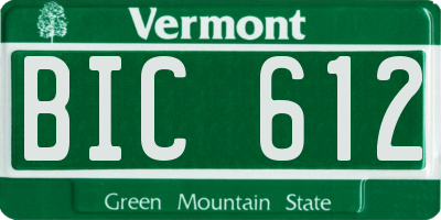 VT license plate BIC612