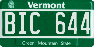 VT license plate BIC644