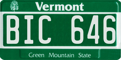 VT license plate BIC646
