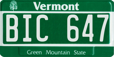 VT license plate BIC647