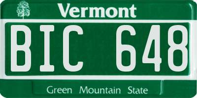 VT license plate BIC648
